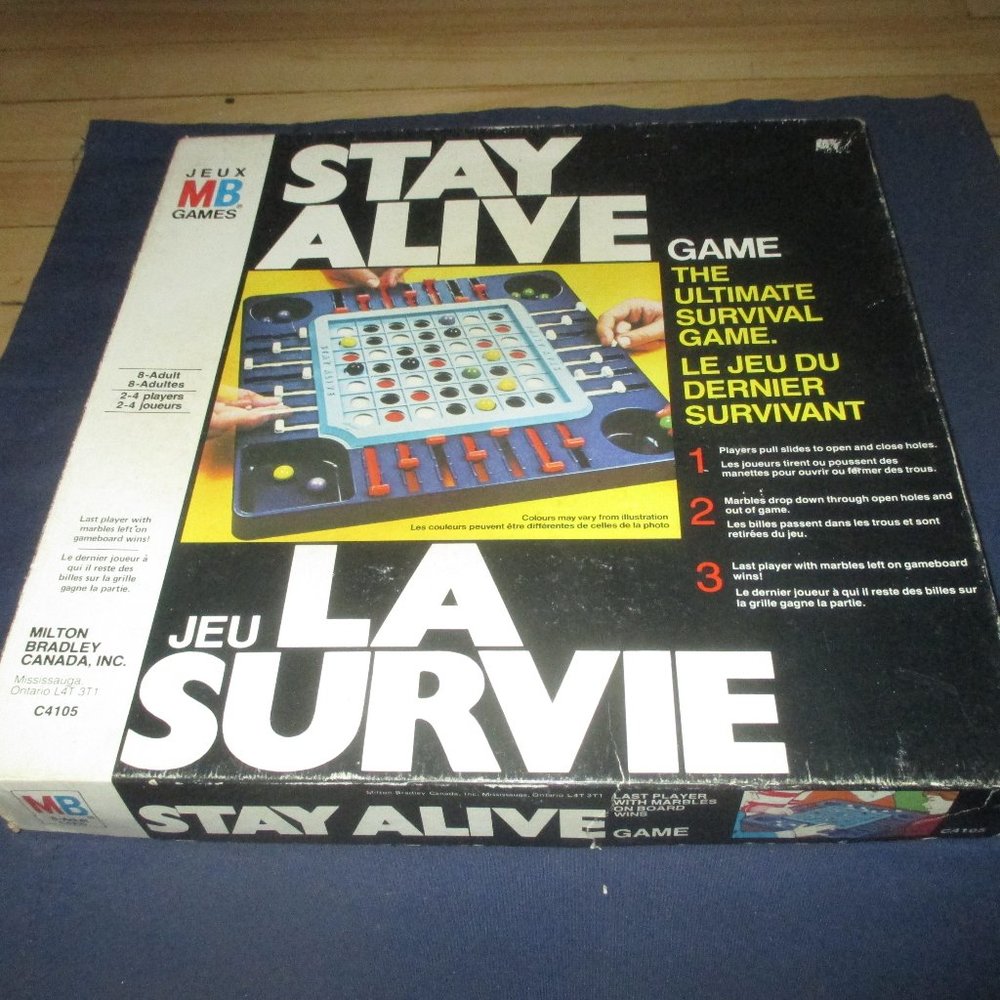 Stay Alive Board Game (Milton Bradley, 1971, Bilingual version) (Complete)